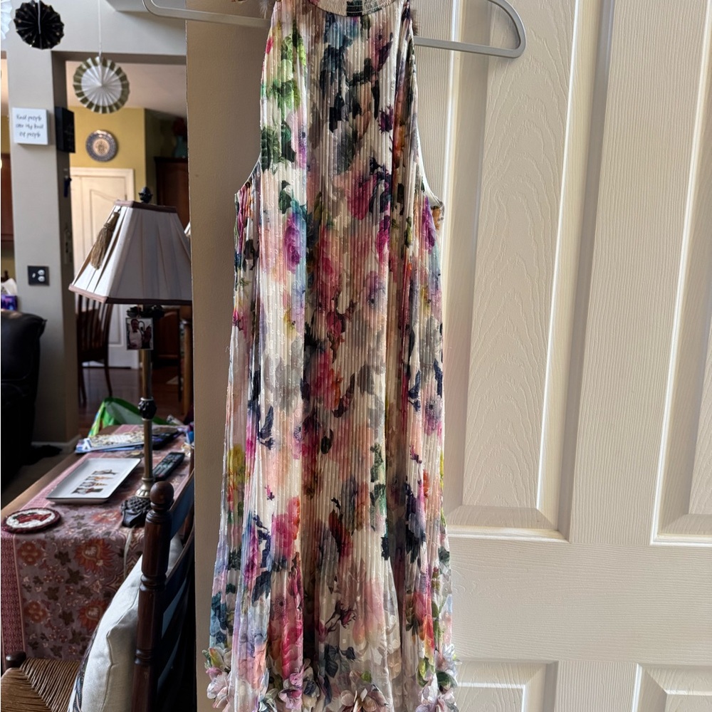Alex Marie Vibrant Floral Pleated Midi Dress